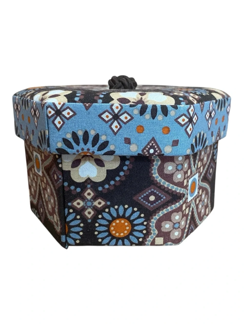 Vera Bradley Hexagon Jewelry Box In Canyon Print Brown 2 Tiers